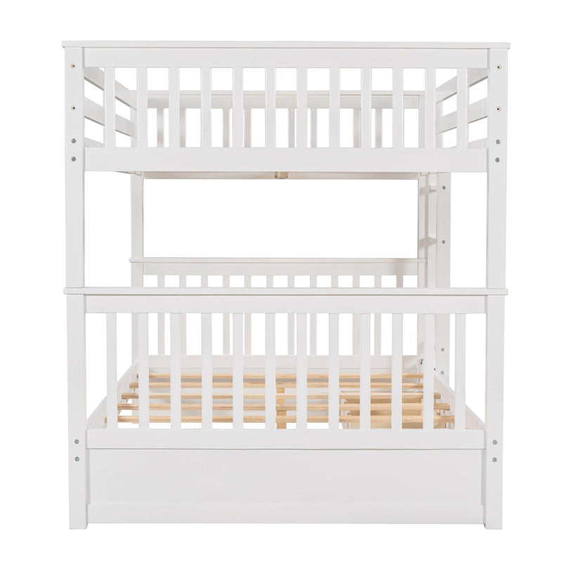 Full over Full Bunk Bed with Ladders and TwoStorage Drawers - White - Urban Living Furniture (Los Angeles, CA)