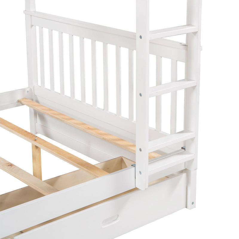 Full over Full Bunk Bed with Ladders and TwoStorage Drawers - White - Urban Living Furniture (Los Angeles, CA)