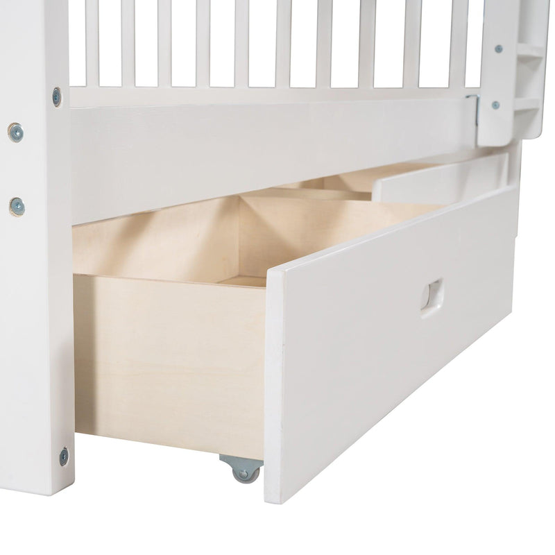 Full over Full Bunk Bed with Ladders and TwoStorage Drawers - White - Urban Living Furniture (Los Angeles, CA)