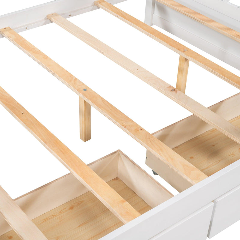 Full over Full Bunk Bed with Ladders and TwoStorage Drawers - White - Urban Living Furniture (Los Angeles, CA)