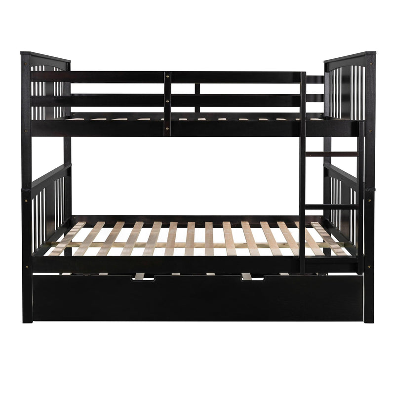 Full over Full Convertible Bunk Bed with Twin Size Trundle and Ladder - Espresso - Urban Living Furniture (Los Angeles, CA)