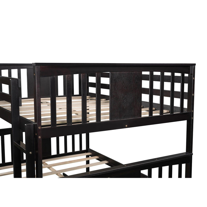 Full over Full Convertible Bunk Bed with Twin Size Trundle and Ladder - Espresso - Urban Living Furniture (Los Angeles, CA)