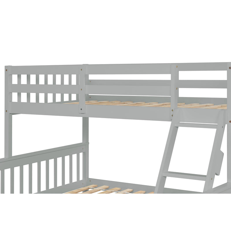 Twin over Full Convertible Bunk Bed with Lader, Safety Rails and Twin Size Trundle - Gray - Urban Living Furniture (Los Angeles, CA)