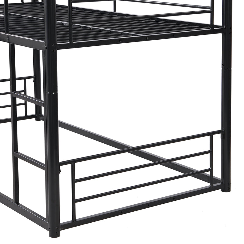 Twin Size Convertible Metal Bunk Bed with Ladders and Slide - Black - Urban Living Furniture (Los Angeles, CA)