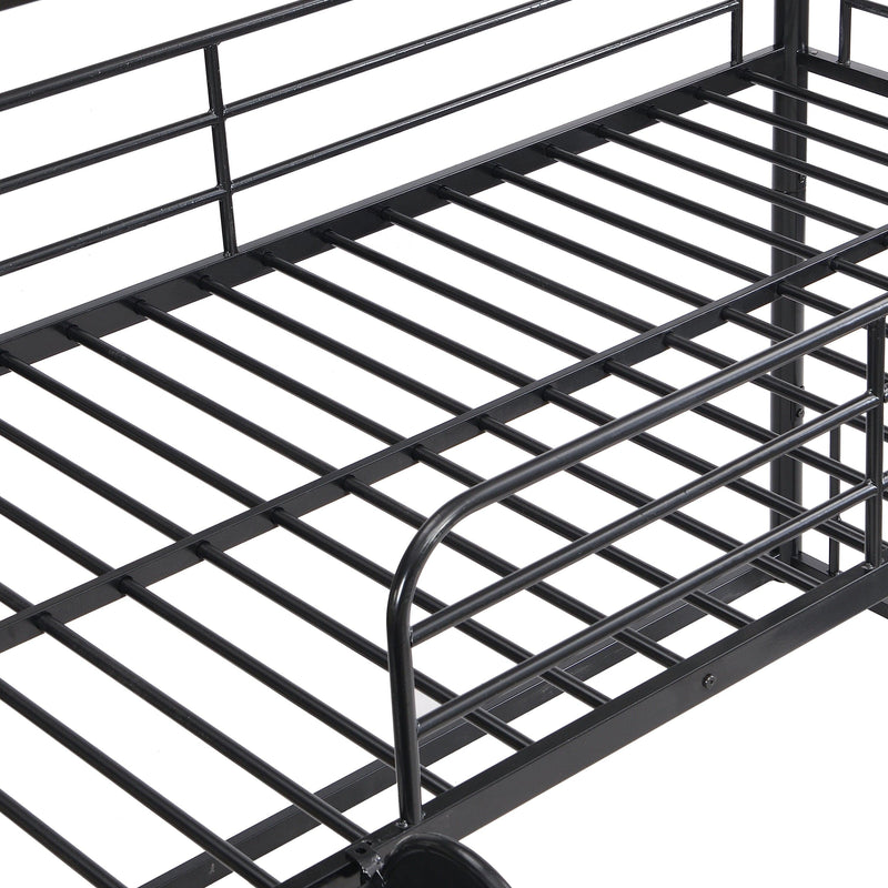 Twin Size Convertible Metal Bunk Bed with Ladders and Slide - Black - Urban Living Furniture (Los Angeles, CA)