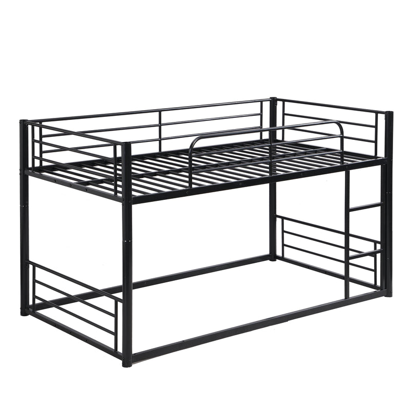 Twin Size Convertible Metal Bunk Bed with Ladders and Slide - Black - Urban Living Furniture (Los Angeles, CA)