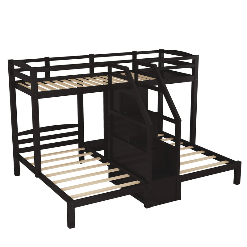 Twin over Twin and Twin Bunk Bed with Staircase andStorage Drawer - Espresso - Urban Living Furniture (Los Angeles, CA)