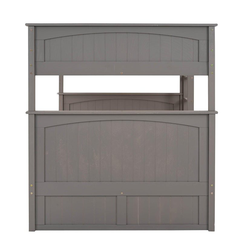 Full over Full Bunk Bed with Twin Size Trundle and Guardrails - Brushed Gray - Urban Living Furniture (Los Angeles, CA)