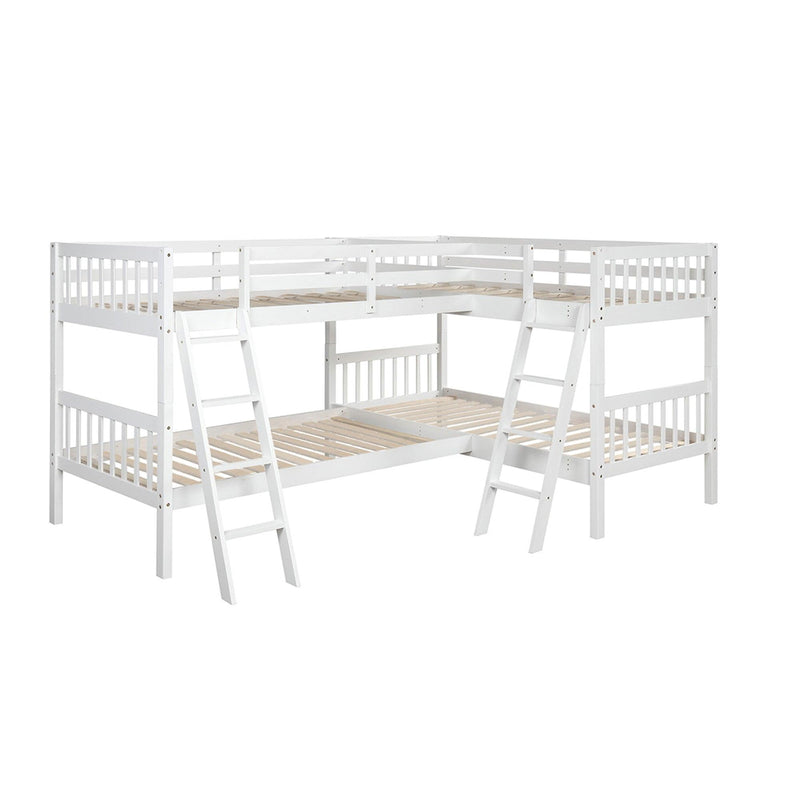 Twin over Twin L-Shaped Bunk Bed with Ladders - Gray - Urban Living Furniture (Los Angeles, CA)