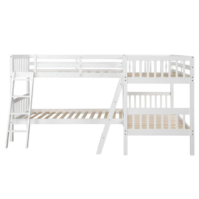 Twin over Twin L-Shaped Bunk Bed with Ladders - Gray - Urban Living Furniture (Los Angeles, CA)