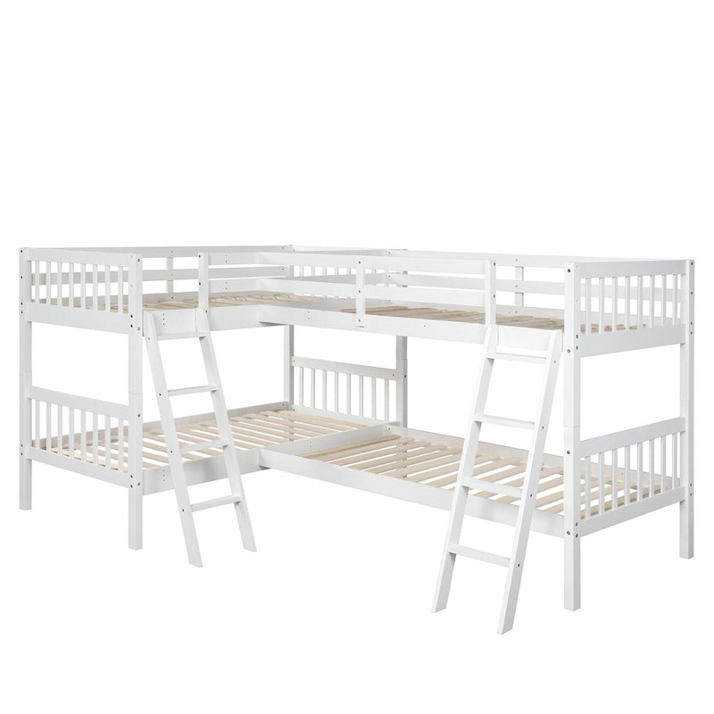 Twin over Twin L-Shaped Bunk Bed with Ladders - Gray - Urban Living Furniture (Los Angeles, CA)