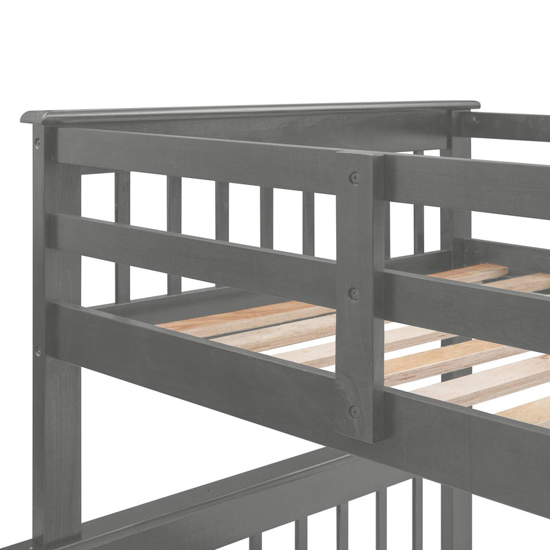 Twin Over Full Bunk Bed with Drawer andStorage Staircase - Gray - Urban Living Furniture (Los Angeles, CA)