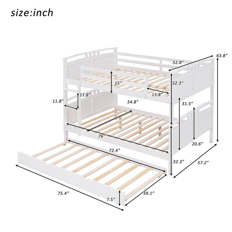 Full Over Full Convertible Bunk Bed into Beds with Twin Size Trundle - White - Urban Living Furniture (Los Angeles, CA)