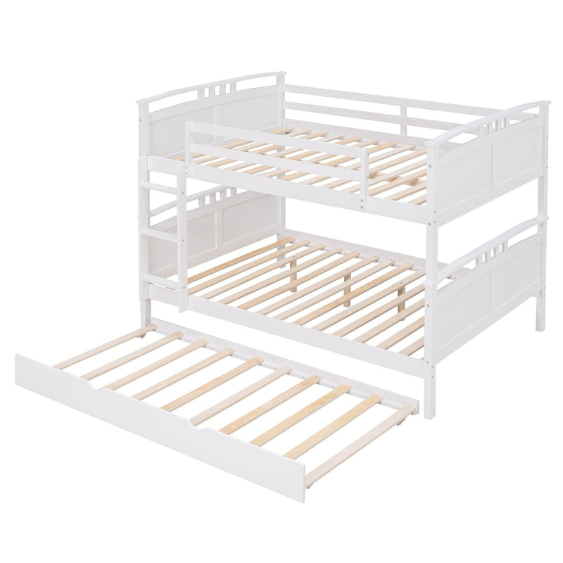 Full Over Full Convertible Bunk Bed into Beds with Twin Size Trundle - White - Urban Living Furniture (Los Angeles, CA)