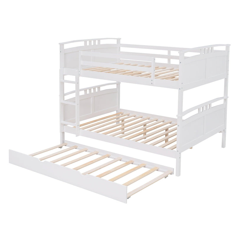 Full Over Full Convertible Bunk Bed into Beds with Twin Size Trundle - White - Urban Living Furniture (Los Angeles, CA)