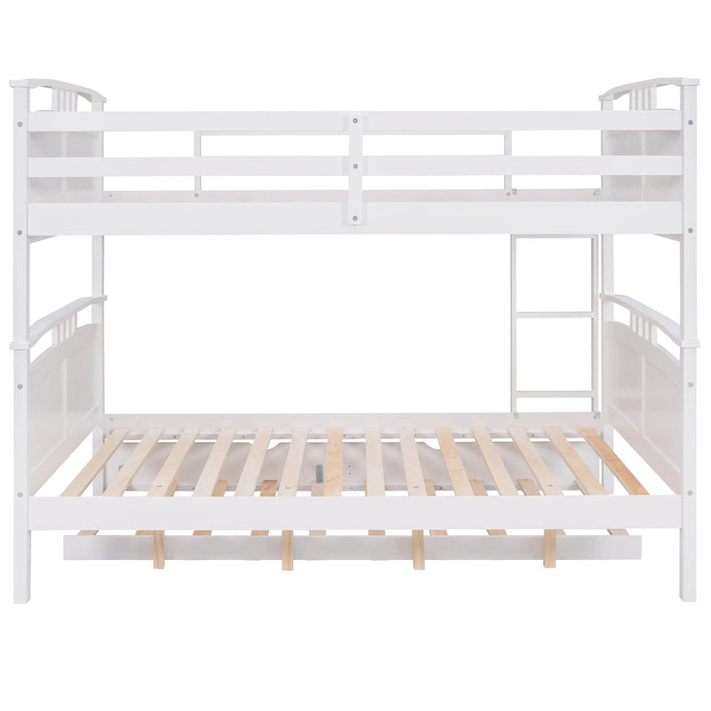 Full Over Full Convertible Bunk Bed into Beds with Twin Size Trundle - White - Urban Living Furniture (Los Angeles, CA)