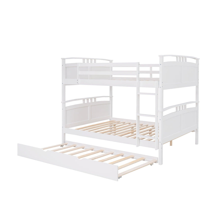 Full Over Full Convertible Bunk Bed into Beds with Twin Size Trundle - White - Urban Living Furniture (Los Angeles, CA)