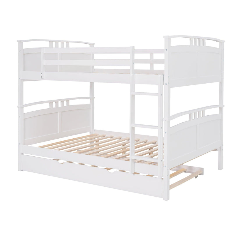 Full Over Full Convertible Bunk Bed into Beds with Twin Size Trundle - White - Urban Living Furniture (Los Angeles, CA)