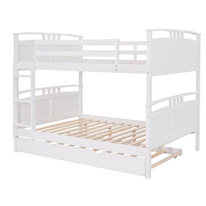 Full Over Full Convertible Bunk Bed into Beds with Twin Size Trundle - White - Urban Living Furniture (Los Angeles, CA)