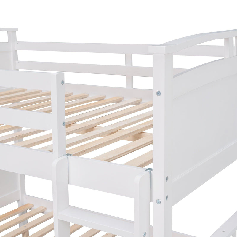 Full Over Full Convertible Bunk Bed into Beds with Twin Size Trundle - White - Urban Living Furniture (Los Angeles, CA)