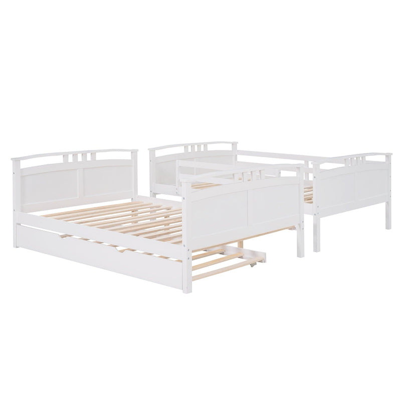 Full Over Full Convertible Bunk Bed into Beds with Twin Size Trundle - White - Urban Living Furniture (Los Angeles, CA)