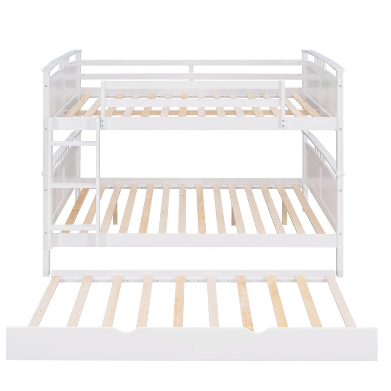 Full Over Full Convertible Bunk Bed into Beds with Twin Size Trundle - White - Urban Living Furniture (Los Angeles, CA)