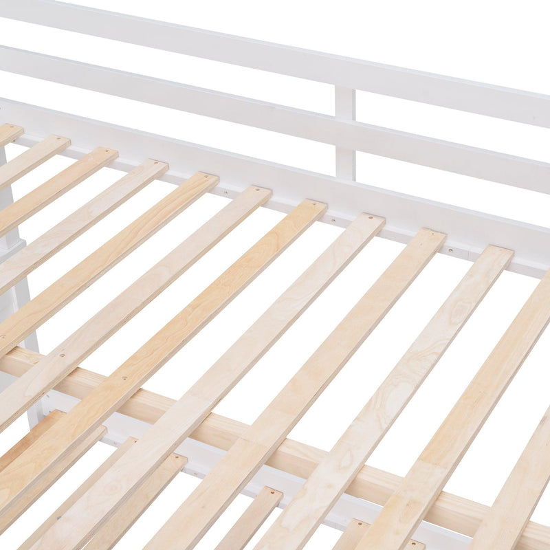 Full Over Full Convertible Bunk Bed into Beds with Twin Size Trundle - White - Urban Living Furniture (Los Angeles, CA)