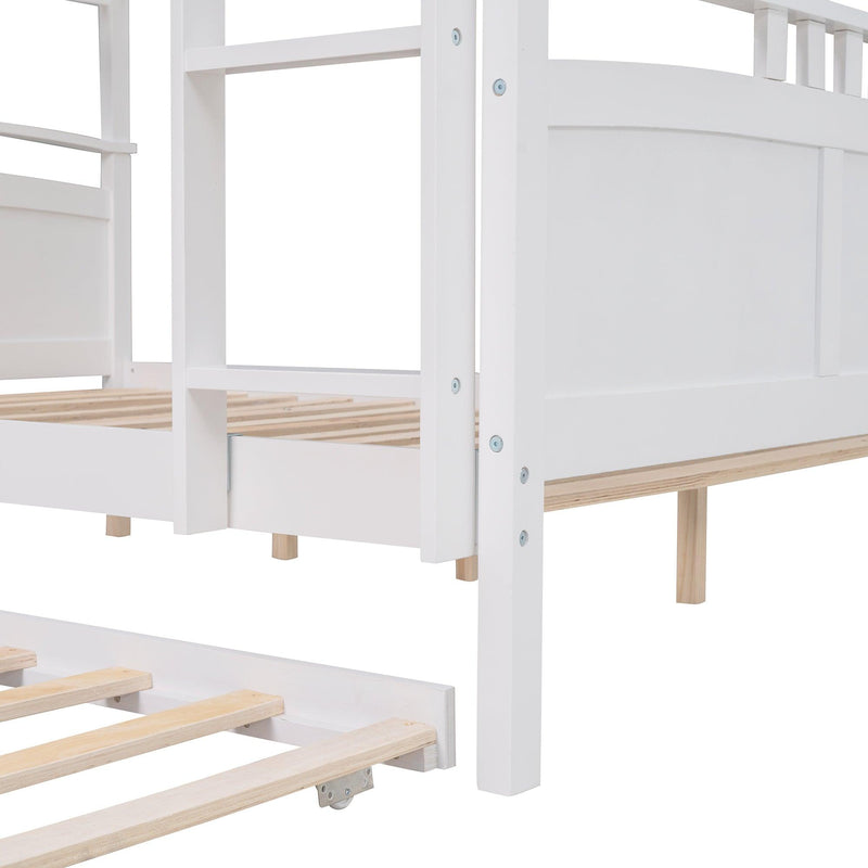 Full Over Full Convertible Bunk Bed into Beds with Twin Size Trundle - White - Urban Living Furniture (Los Angeles, CA)