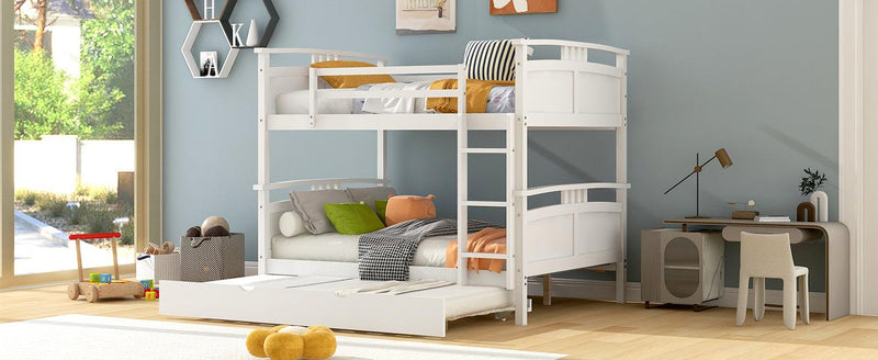 Full Over Full Convertible Bunk Bed into Beds with Twin Size Trundle - White - Urban Living Furniture (Los Angeles, CA)