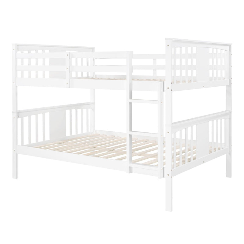 Full over Full Bunk Bed with Ladder - White - Urban Living Furniture (Los Angeles, CA)