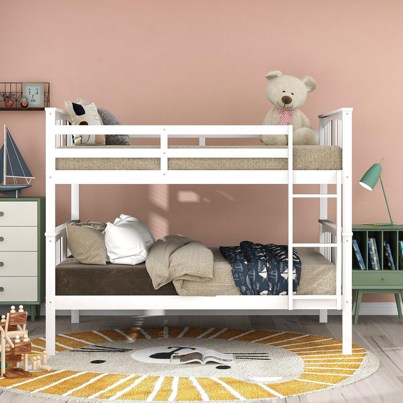 Full over Full Bunk Bed with Ladder - White - Urban Living Furniture (Los Angeles, CA)