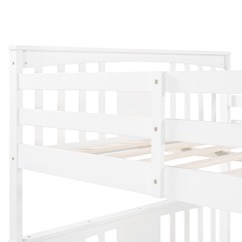 Full over Full Bunk Bed with Ladder - White - Urban Living Furniture (Los Angeles, CA)