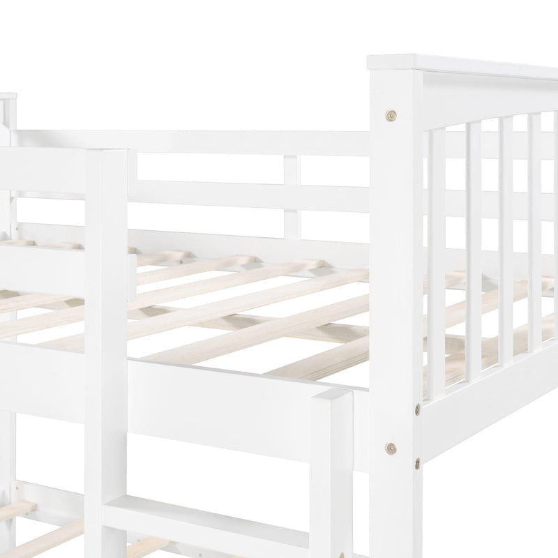 Full over Full Bunk Bed with Ladder - White - Urban Living Furniture (Los Angeles, CA)