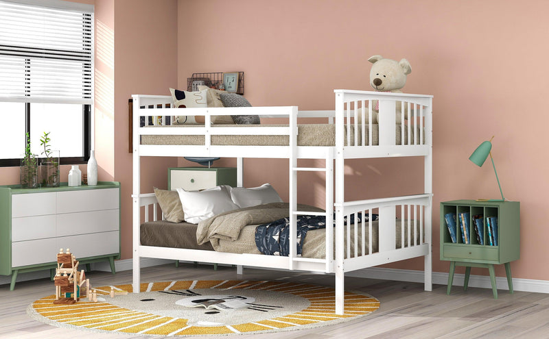 Full over Full Bunk Bed with Ladder - White - Urban Living Furniture (Los Angeles, CA)