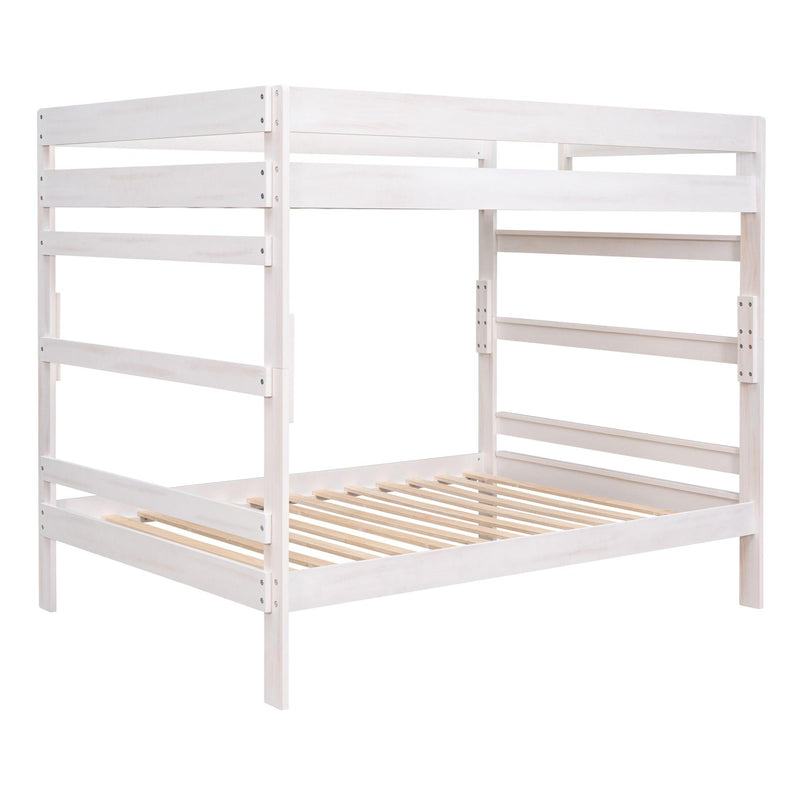 Full over Full Wood Bunk Bed with 2 Drawers - White - Urban Living Furniture (Los Angeles, CA)