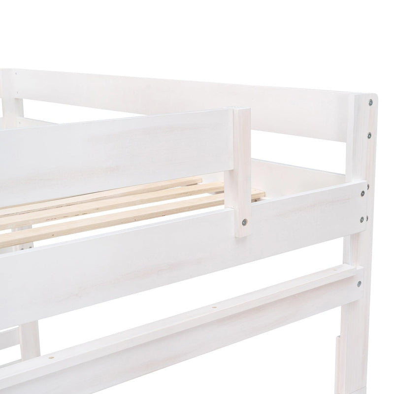 Full over Full Wood Bunk Bed with 2 Drawers - White - Urban Living Furniture (Los Angeles, CA)