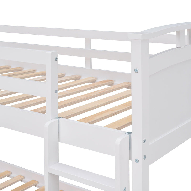 Twin Over Twin Convertible Bunk Bed with Twin Size Trundle and Ladder - White - Urban Living Furniture (Los Angeles, CA)