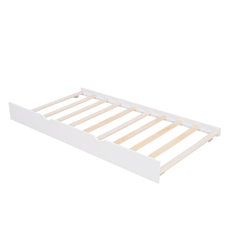 Twin Over Twin Convertible Bunk Bed with Twin Size Trundle and Ladder - White - Urban Living Furniture (Los Angeles, CA)