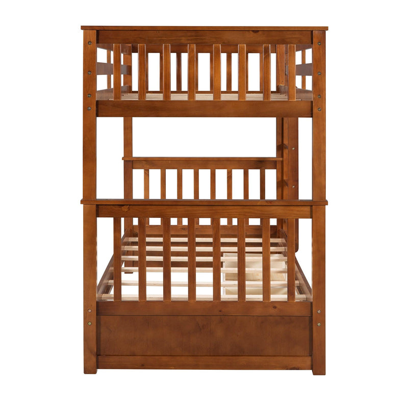 Twin over Twin Bunk Bed with Ladders and TwoStorage Drawers - Walnut - Urban Living Furniture (Los Angeles, CA)