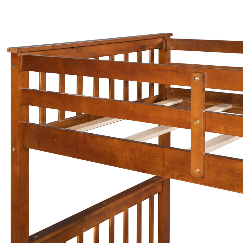 Twin over Twin Bunk Bed with Ladders and TwoStorage Drawers - Walnut - Urban Living Furniture (Los Angeles, CA)