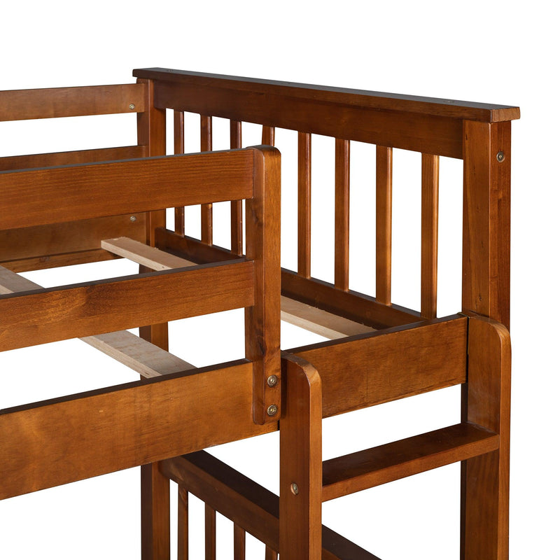 Twin over Twin Bunk Bed with Ladders and TwoStorage Drawers - Walnut - Urban Living Furniture (Los Angeles, CA)