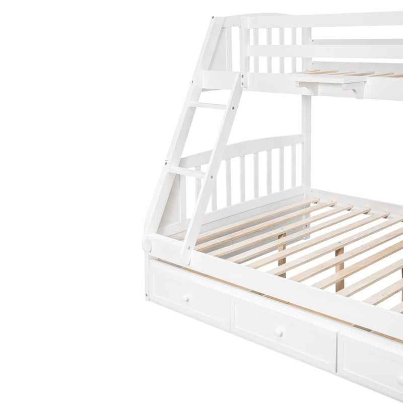 Twin Over Full Convertible Bunk Bed with Drawers, Ladders andStorage Staircase - White - Urban Living Furniture (Los Angeles, CA)