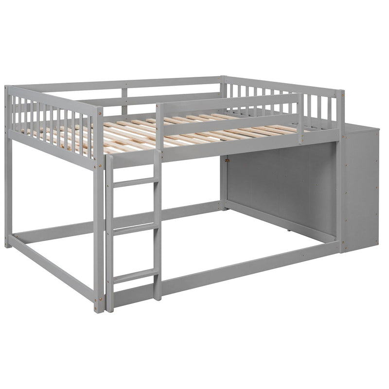 Full over Full Bunk Bed with 4 Drawers and 3 Shelves - Gray - Urban Living Furniture (Los Angeles, CA)