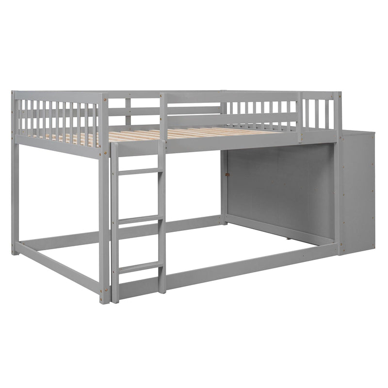 Full over Full Bunk Bed with 4 Drawers and 3 Shelves - Gray - Urban Living Furniture (Los Angeles, CA)