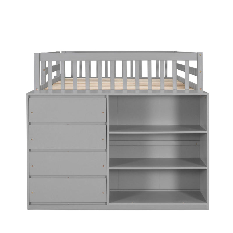 Full over Full Bunk Bed with 4 Drawers and 3 Shelves - Gray - Urban Living Furniture (Los Angeles, CA)