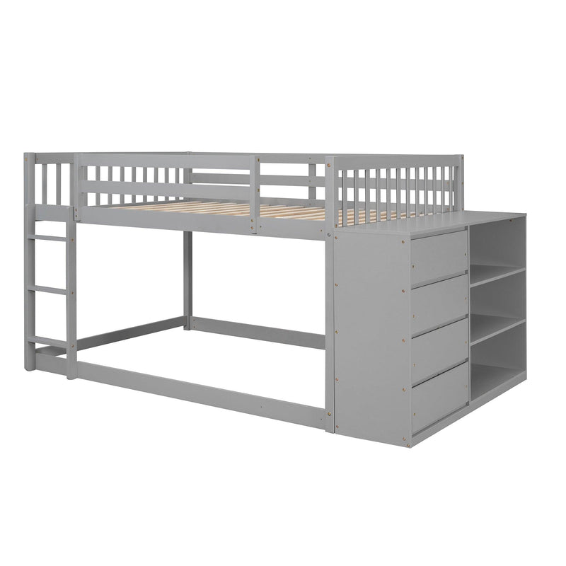 Full over Full Bunk Bed with 4 Drawers and 3 Shelves - Gray - Urban Living Furniture (Los Angeles, CA)