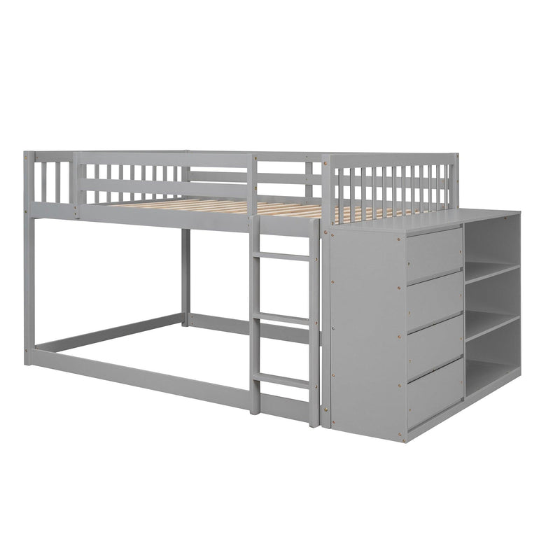 Full over Full Bunk Bed with 4 Drawers and 3 Shelves - Gray - Urban Living Furniture (Los Angeles, CA)