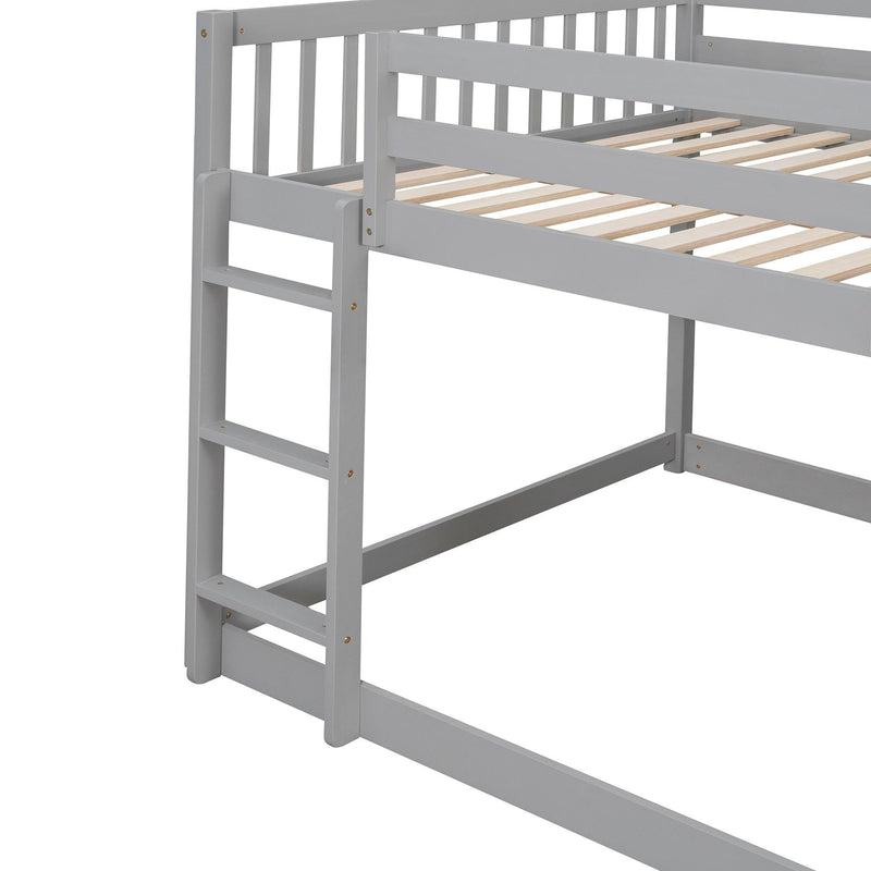 Full over Full Bunk Bed with 4 Drawers and 3 Shelves - Gray - Urban Living Furniture (Los Angeles, CA)