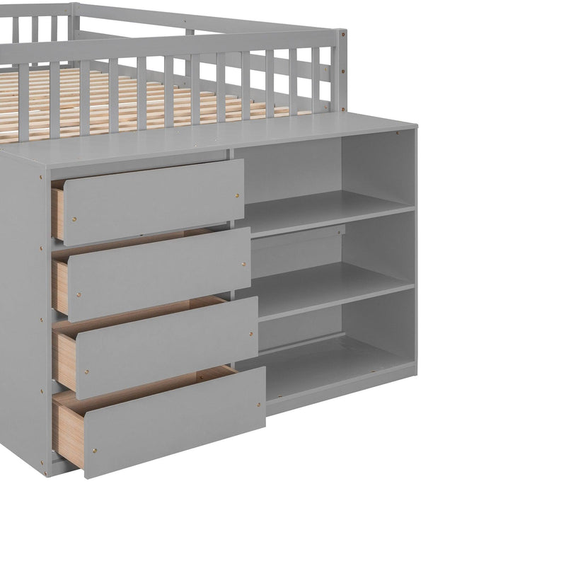 Full over Full Bunk Bed with 4 Drawers and 3 Shelves - Gray - Urban Living Furniture (Los Angeles, CA)