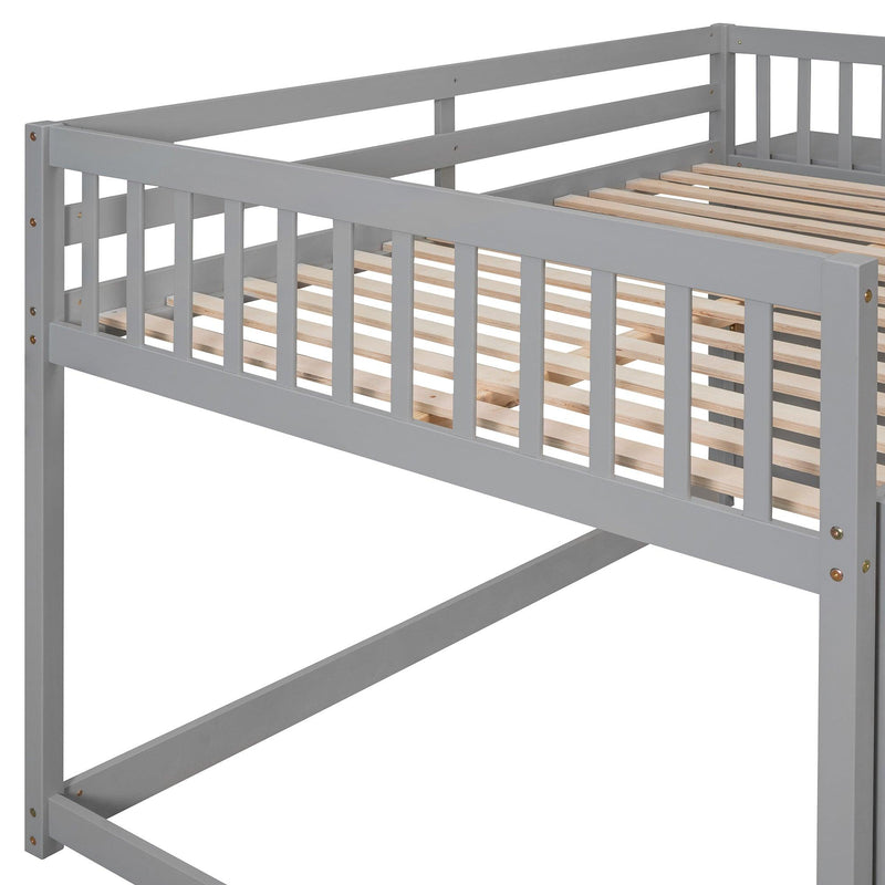 Full over Full Bunk Bed with 4 Drawers and 3 Shelves - Gray - Urban Living Furniture (Los Angeles, CA)